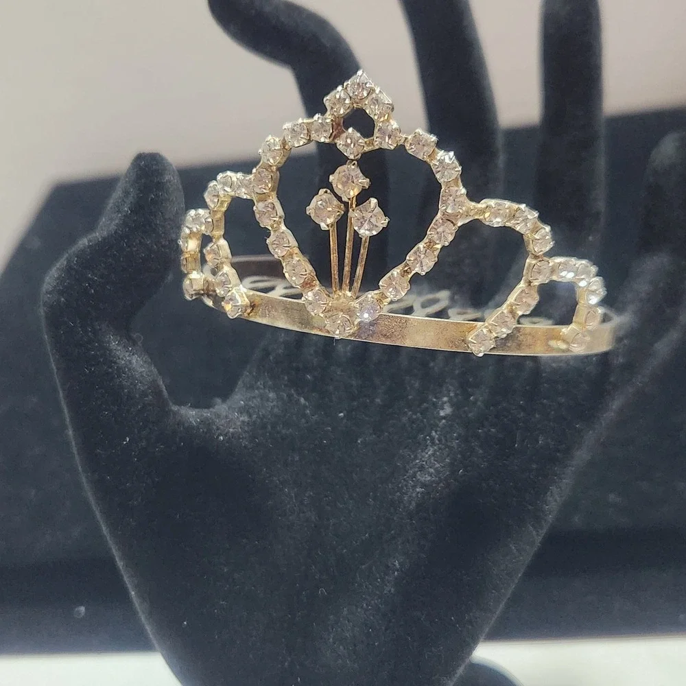 Vintage Rhinestone Tiara Hair Comb Silver Tone Crystal‎ Crown Wedding Pageant